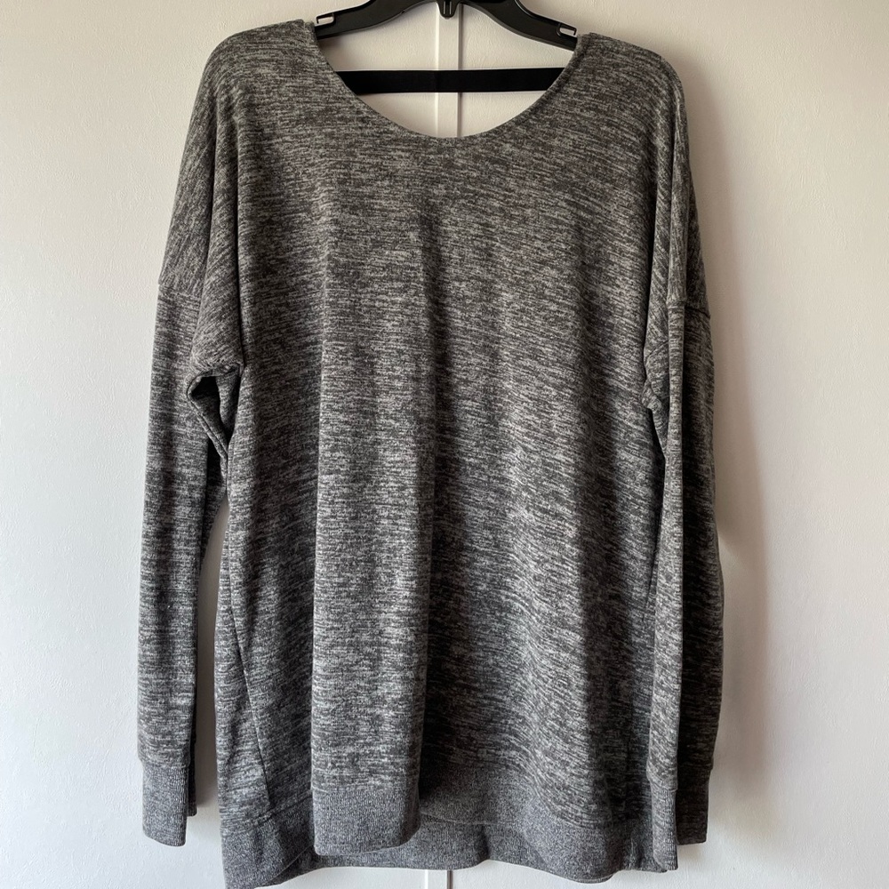 Grey sweater open back